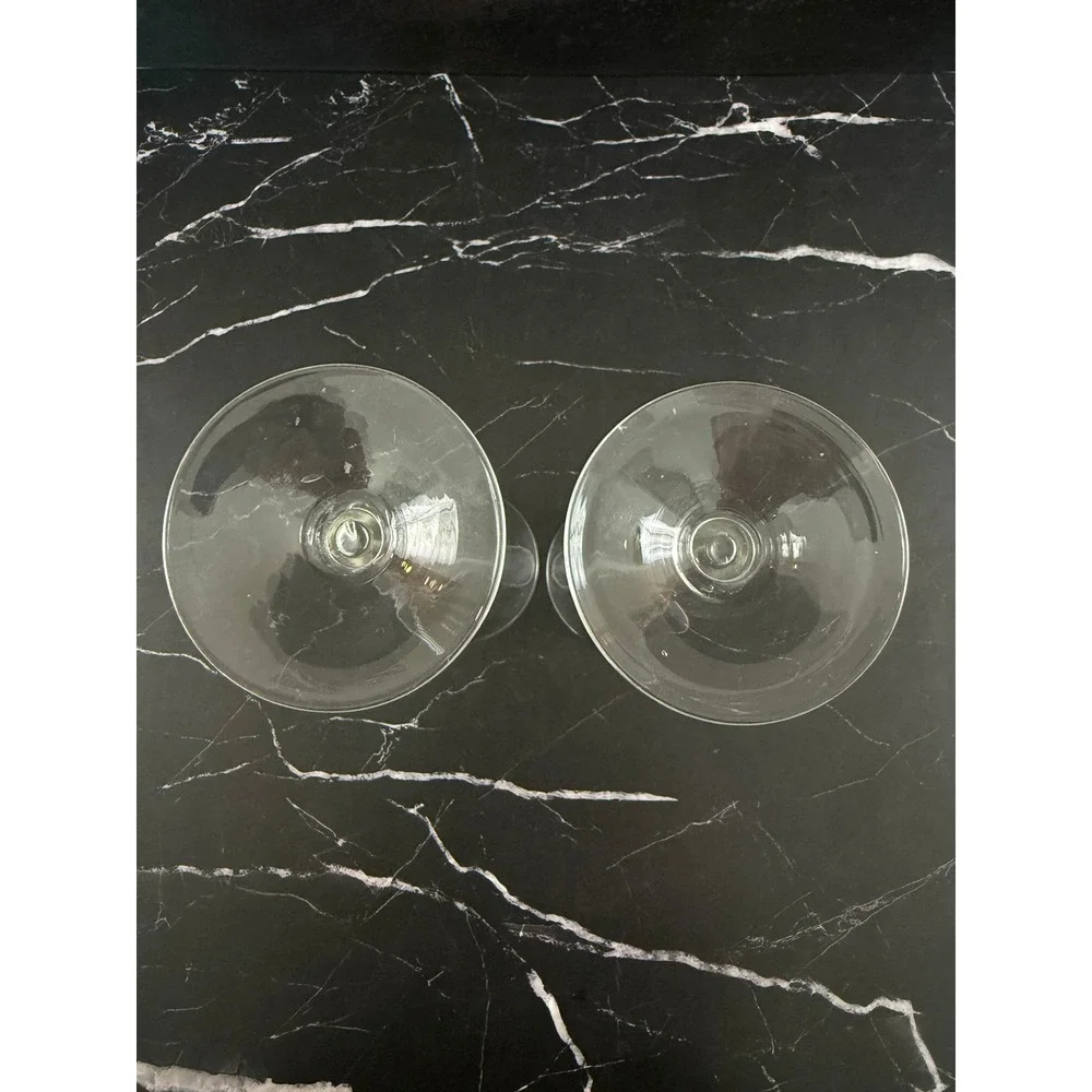 PAIR (2) Trumpet Hollow Stem Diamond Swirl 10 1/8in Champagne Glasses